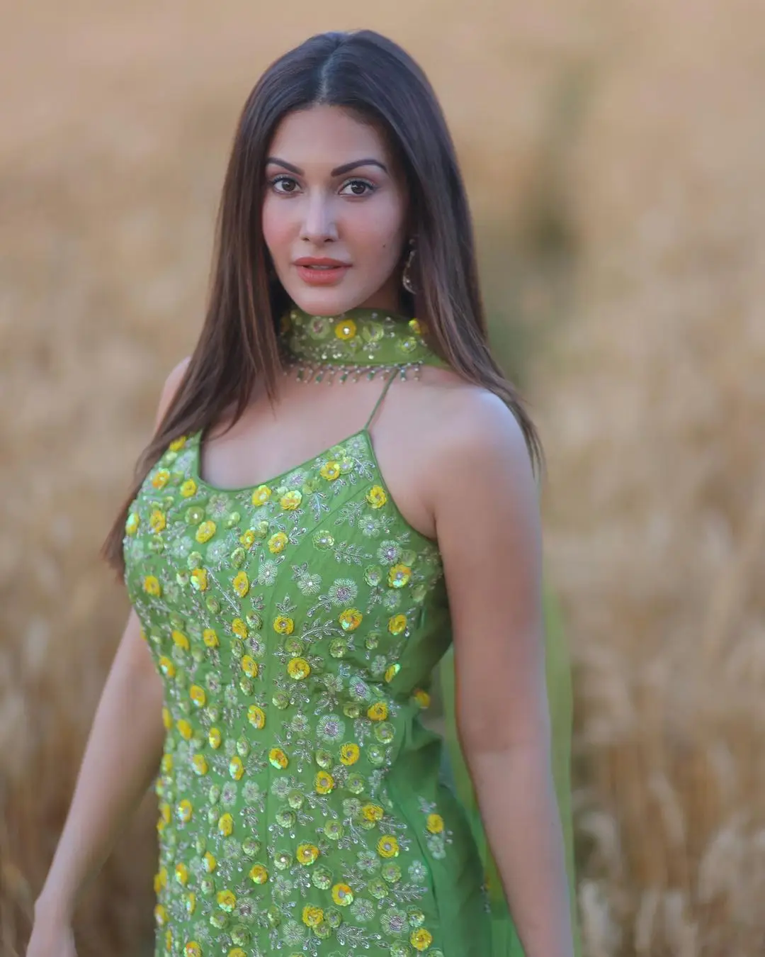 Bollywood Actress Amyra Dastur Stills in Green Dress